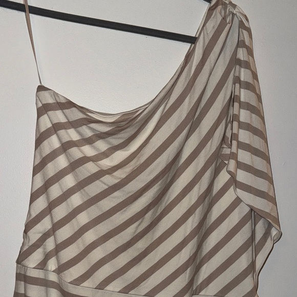 White House Black Market Striped One-Shoulder Top - Picture 2 of 5